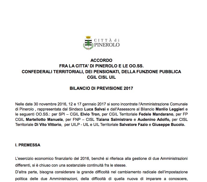 MicheTiraboschi's tweet photo. "Imparare a conoscere, analizzare, monitorare ..."
#ContrattazioneSociale: accordo tra la città di #Pinerolo e le organizzazioni confederali territoriali, dei pensionati, della funzione pubblica #Cgil #Cisl #Uil https://t.co/7McY5wx5E4 https://t.co/t0mf0qlp0o