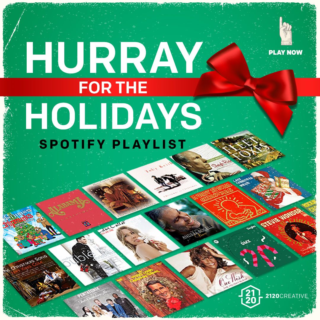 2120_Creative's tweet photo. Spreading Holiday Cheer through Spotify this Year! Check out our playlist. Season's Joy to All! https://t.co/FXmTXkKhgx https://t.co/EO0YjJGMh1