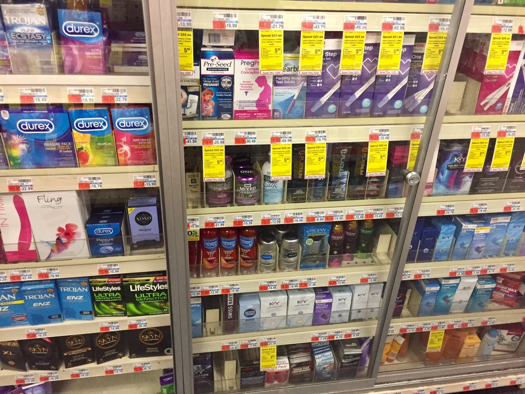 gillfeldmeth's tweet photo. Lubricants held captive @ my new neighborhood pharmacy. Vibrators too! (At least they have vibrators?) Read my thoughts on the issue here https://t.co/XTKzwyiEzr @WomanLab_ https://t.co/y3aUd6AmqG