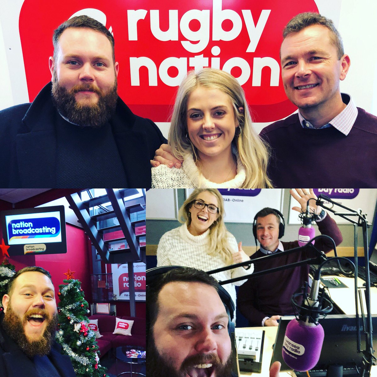 TheKyleRees's tweet photo. Great fun recording the weekly @RugbyNationShow Show today with @_SeanHolley &amp; @broganhubber on @NationRadio today! Very welcoming and I’d come back anytime they’d have me. #rugbynation #nationradio #festiverugbychat https://t.co/psxVNdIxQP