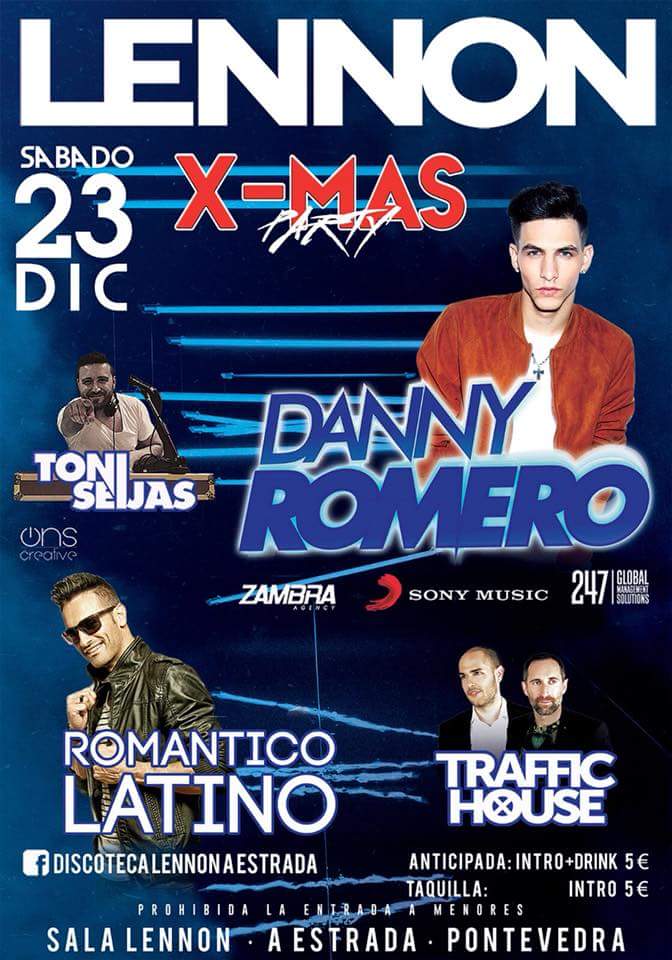 Este sábado 23 de diciembre nos vemos en Lennon en la Estrada donde estará nuestro gran <a href="/RomanticoLatin1/">Romanticolatino</a> junto a <a href="/DannyRomeroprod/">Danny Romero</a> <a href="/TrafficHouse/">Traffic House</a> . No te lo pierdas.