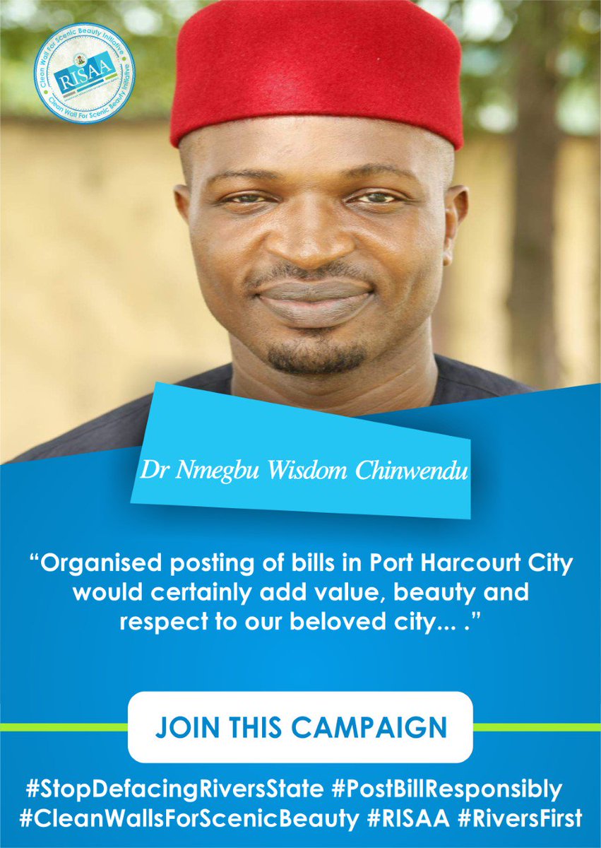 risaagov's tweet photo. WHAT ARE YOU WAITING FOR?
Join this campaign, send your write-up/image to our inbox discouraging posters on public buildings.
Add us on facebook Risaa Gov & on Twitter @risaagov
Thank You
#StopDefacingRiversState
#PostBillResponsibly
#CleanWallsForScenicBeauty
#RISAA
#RiversFirst https://t.co/nm0YgoXU1T
