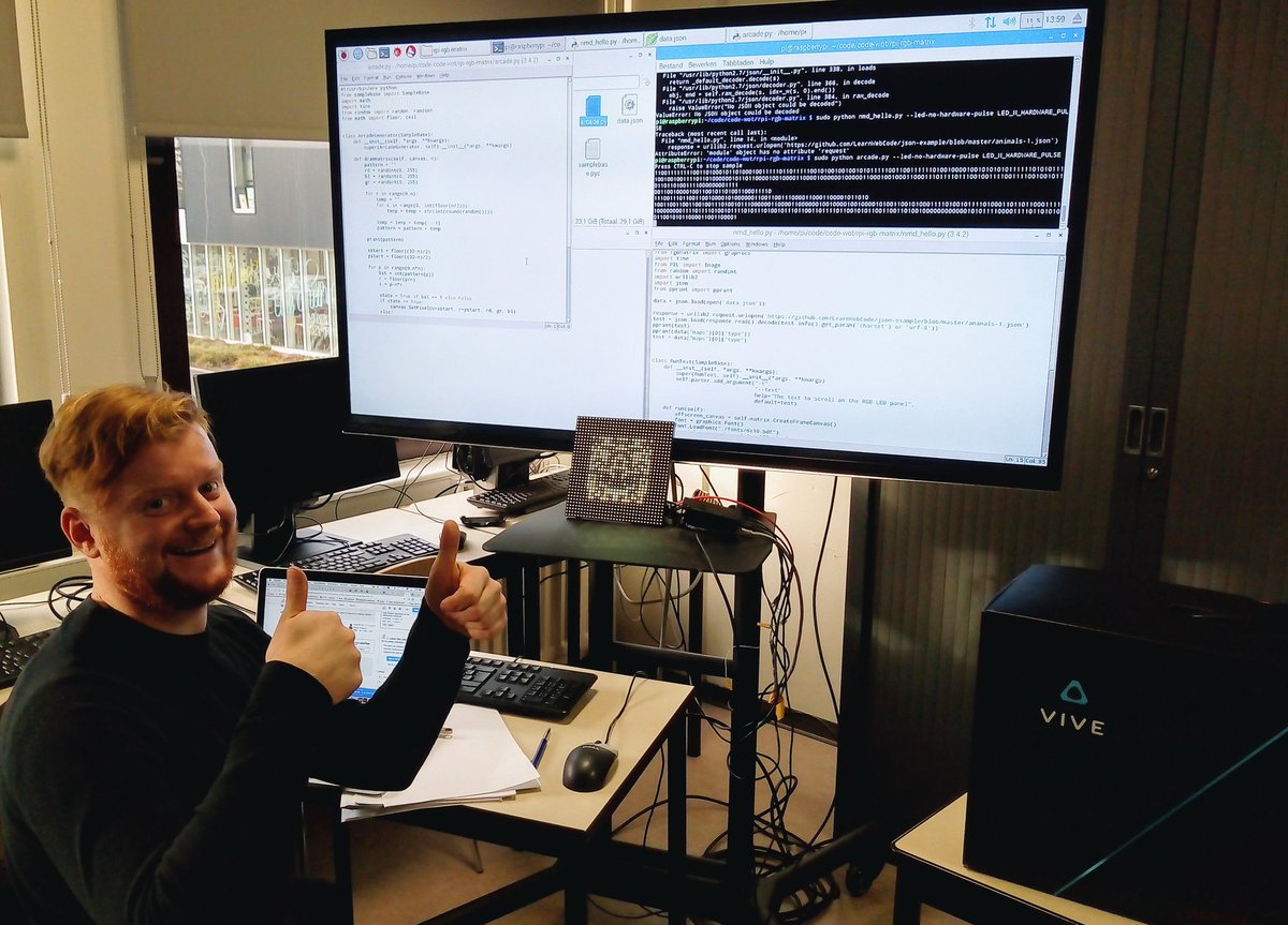 GlibertAdriaan's tweet photo. Having fun with #WOT ! Wheel of Fortune, Camera Tracking, Slackbots, LED Display, Robots... #NewMediaDevelopment #artevelde #gdm #nmd #raspberrypi #ahs #olod #GrafischeEnDigitaleMedia #gent #campusmariakerke https://t.co/NvWDzC4aq7