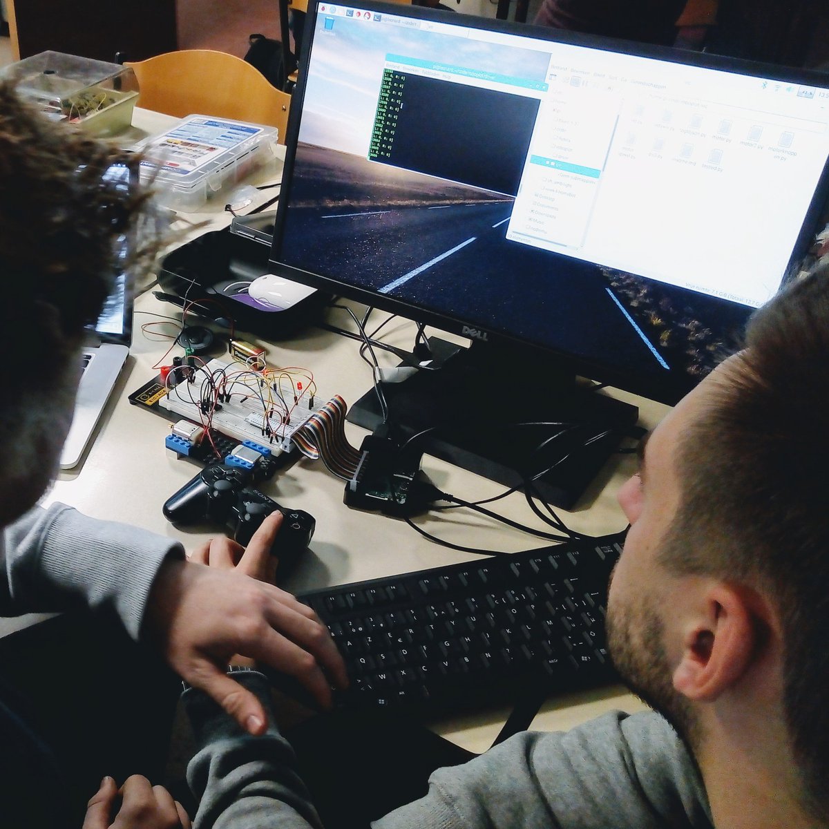 GlibertAdriaan's tweet photo. Having fun with #WOT ! Wheel of Fortune, Camera Tracking, Slackbots, LED Display, Robots... #NewMediaDevelopment #artevelde #gdm #nmd #raspberrypi #ahs #olod #GrafischeEnDigitaleMedia #gent #campusmariakerke https://t.co/NvWDzC4aq7