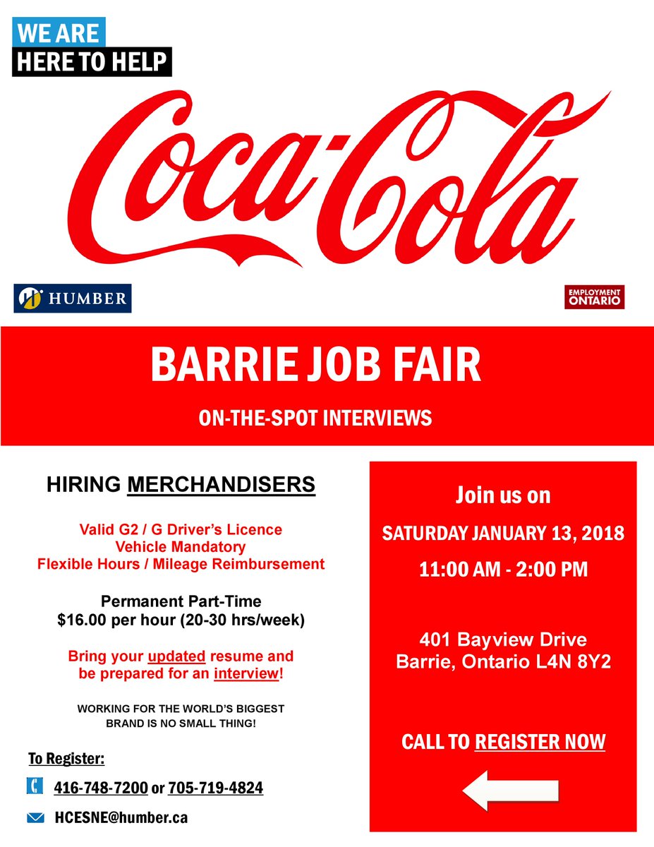 Coca-Cola Job Fair
Saturday January 13th