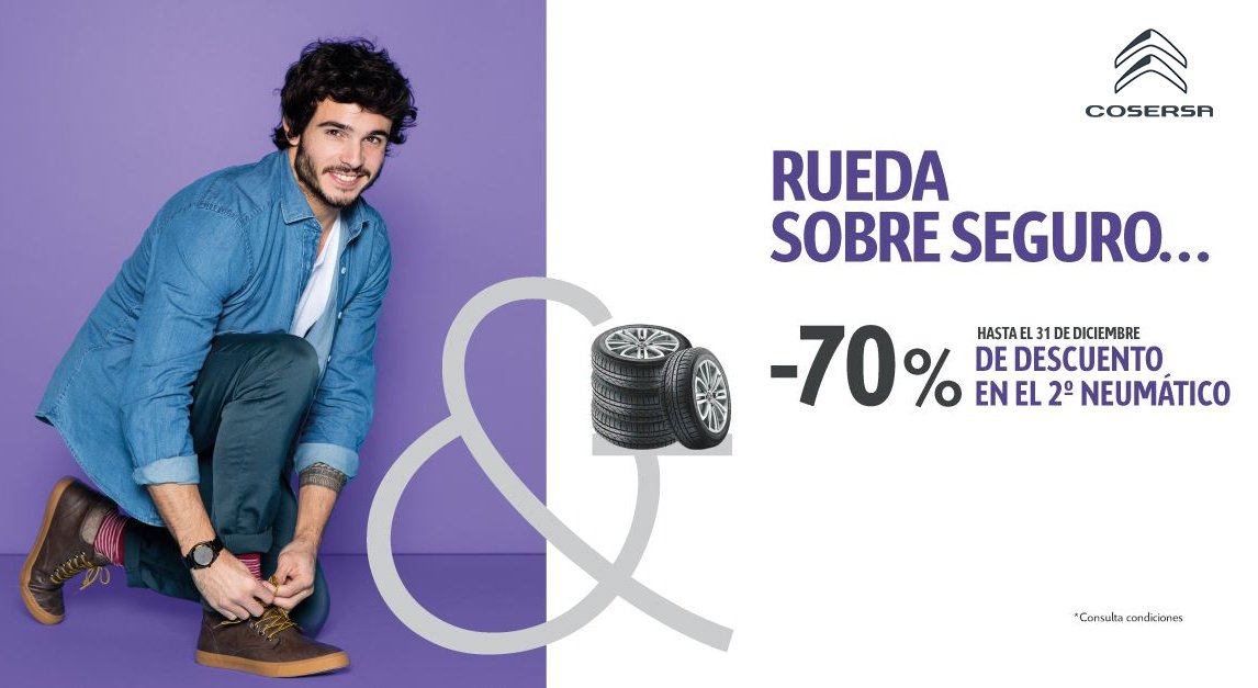 Cosersa's tweet photo. Sí, sí, has leído bien: ¡En Cosersa te ofrecemos hasta un 70% de #descuento en el segundo neumático! 👏👏 Una oportunidad única para poner a punto tu vehículo sin dejarte la cartera…😉 Aprovéchala, ¡solo hasta el 31 de diciembre!
https://t.co/y8QGFoXRx5 https://t.co/rVoe94HbLX