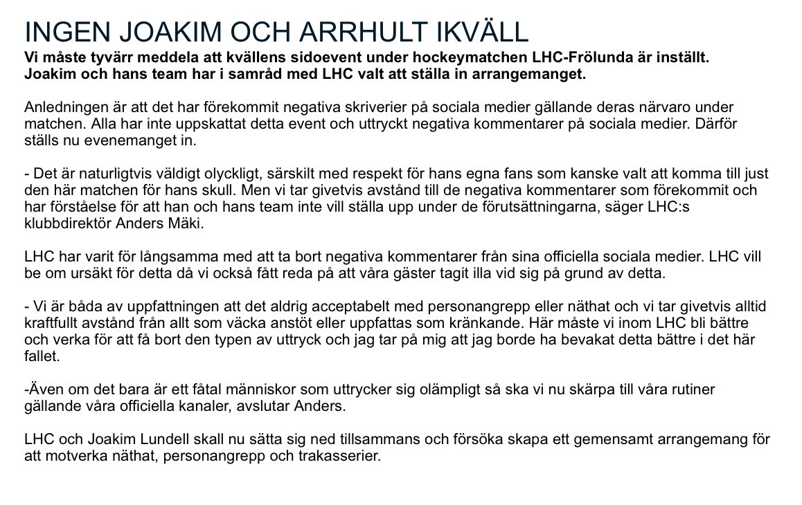 MrMadhawk's tweet photo. Linköping agerar. https://t.co/E4IqKNG6nh