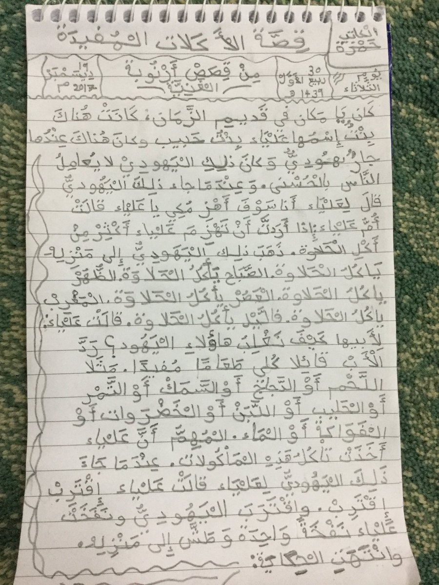 لقد سمعت هذه القصة من أرنوبة الغنية. ثم كتبتها بنفسي.

#أقلام_صغيرة