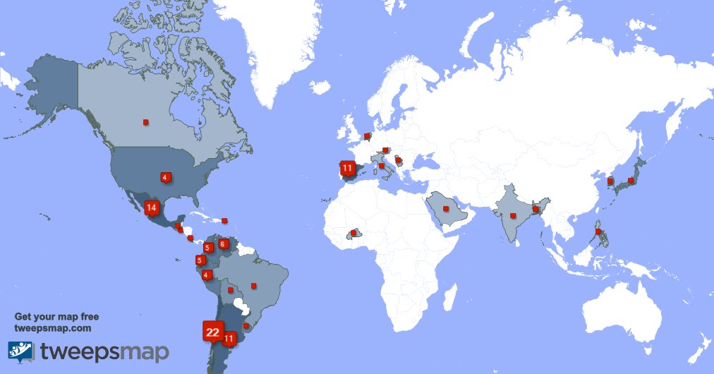 Xx_Puppet_xX's tweet photo. My followers live in Chile (21%), Mexico(14%)... Get your map: https://t.co/i0Z7L3utUH https://t.co/XaTbiBW9sW