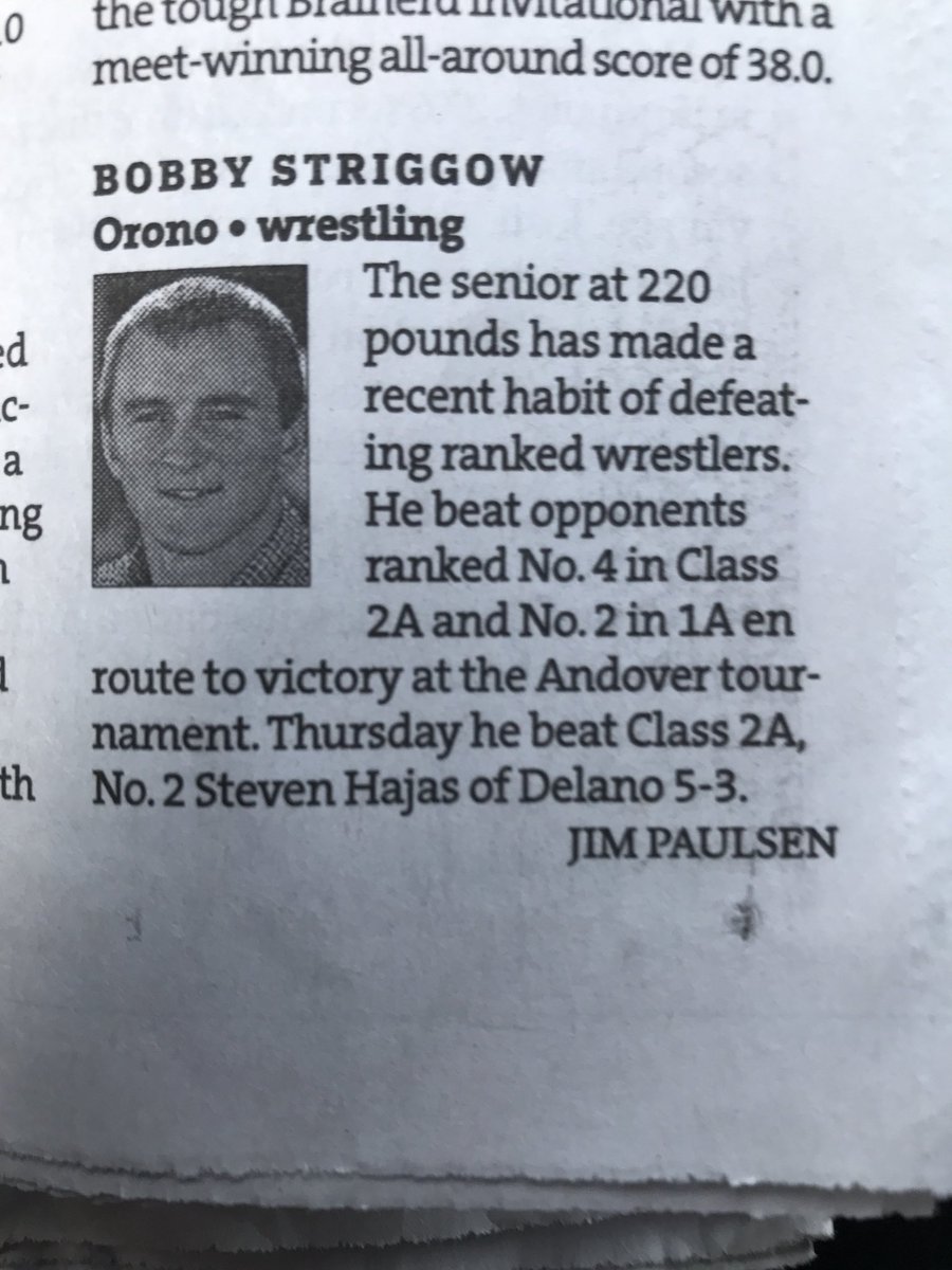 OronoWrestling's tweet photo. Congratulations to Bobby Striggow for being named a Star Tribune Athlete of the Week! https://t.co/pgCjsXhZCA