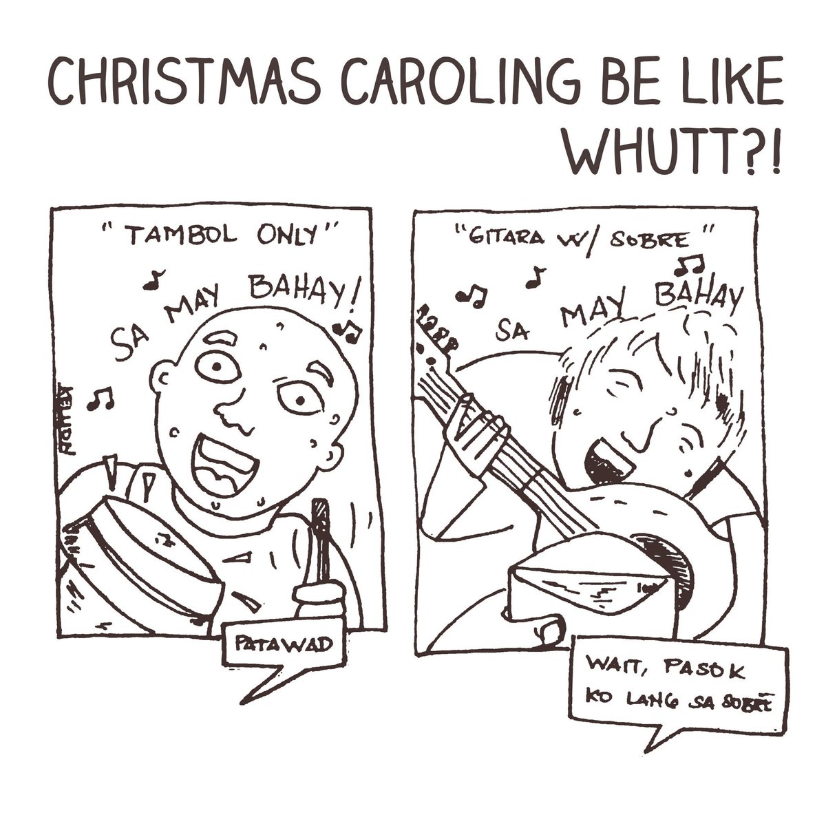 kellioncomics's tweet photo. Christmas caroling be like, putragis whut??!

#ChristmasParty2017 #CHRISTMAS #caroling #guitar #SeasonOfGiving https://t.co/wgaaTESY0g