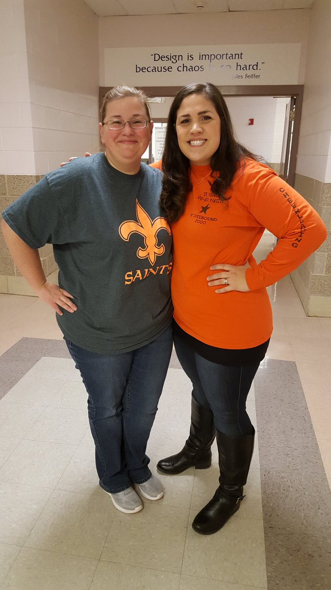 MsBoyntonSCN's tweet photo. Today is winter break spirit week Alumni Day so we are wearing gear from @StCharlesEast #Classof2002 #Classof2000 #d303alumni https://t.co/mJ5Rw68vIX
