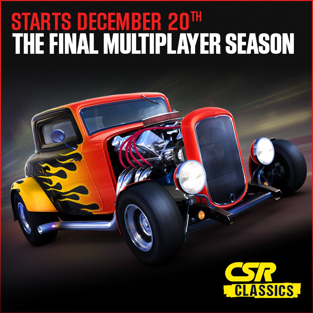 CSRClassics's tweet image. Hey Racers! CSR Classics will soon be offline only, with the final multiplayer season starting on Dec 20th. Thanks for all for your dedication, it’s been a wild ride! Read our official message here: bit.ly/2keINE4