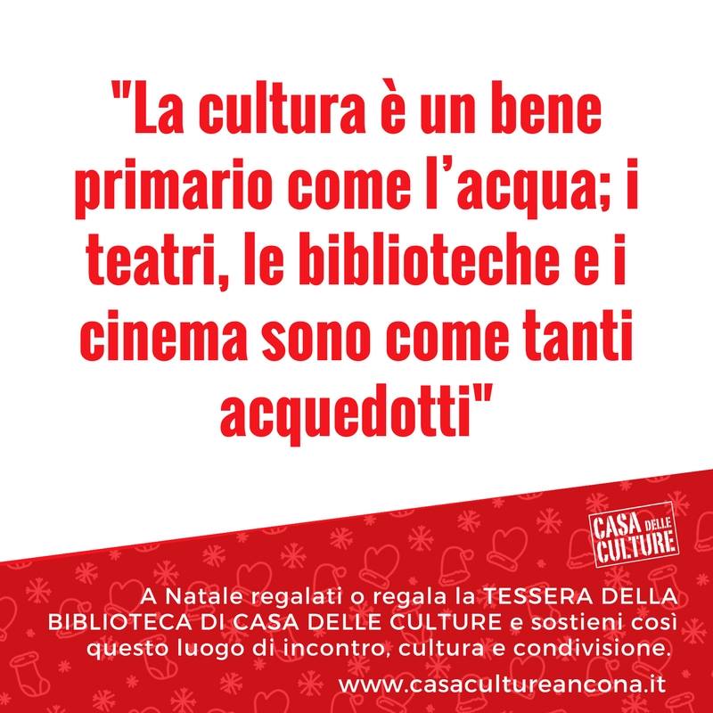 A NATALE, REGALA UNA #BIBLIOTECA 🎁 SOSTIENI LA BIBLIOTECA DI CASA DELLE CULTURE REGALANDO LA TESSERA, un invito a scoprire e a vivere questo luogo di cultura importante per ogni città!
info: bit.ly/2AqaYsj  
#ancona #news #natale2017