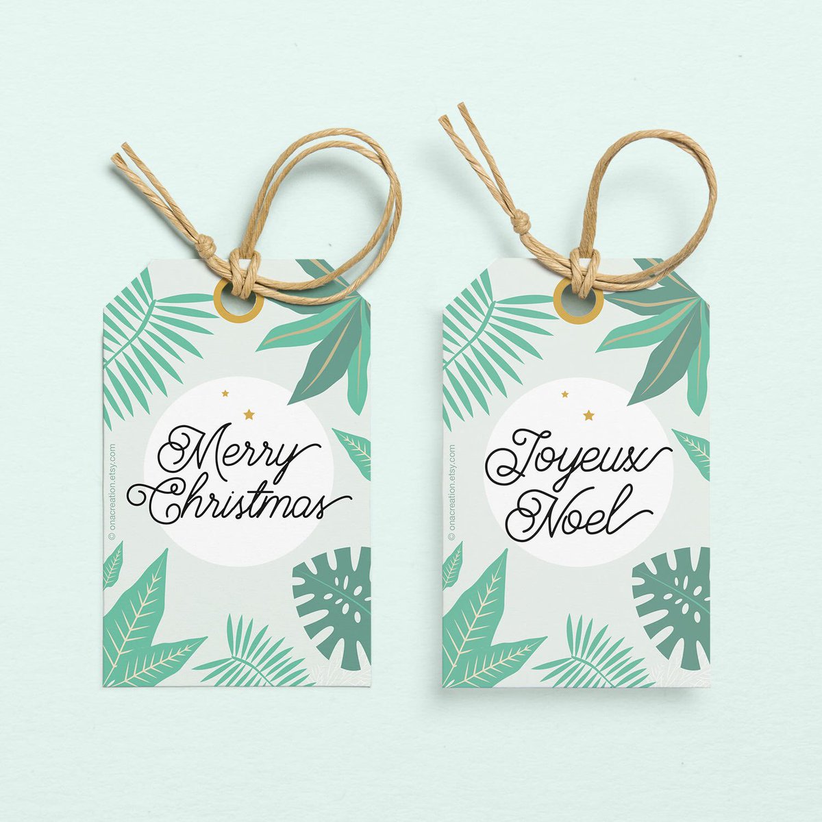 New #Printable! Etiquettes de Noël aux motifs plantes tropicales #papeterie #etsy #noel #christmas #stationery etsy.me/2yYSsDg