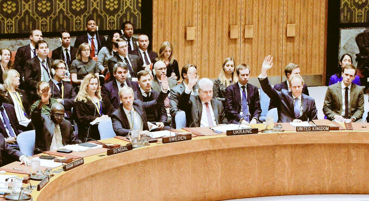 SwedenUN's tweet photo. It is not every day this Council takes decisions that have a direct impact on the people affected by the conflict. Today is such a day.

The #UNSC adopts Resolution on #Syria humanitarian cross-border aid, ensuring that a vital humanitarian lifeline for 3M people is maintained. https://t.co/WVjb25hR0M