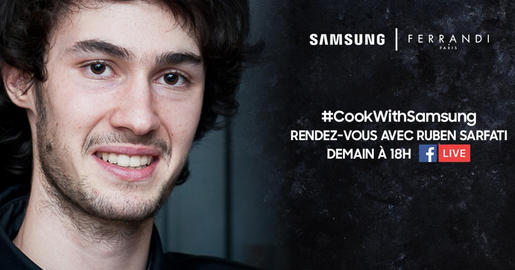 SamsungFR's tweet photo. Demain à 18h, Ruben Sarfati sera en live sur notre compte Facebook Samsung France pour un atelier culinaire chez @FERRANDIParis ! L'occasion de découvrir deux recettes gourmandes à reproduire chez vous à l'occasion des fêtes 🍲 #CookWithSamsung https://t.co/VIL5xLdBPT https://t.co/iGvgF2bdG6