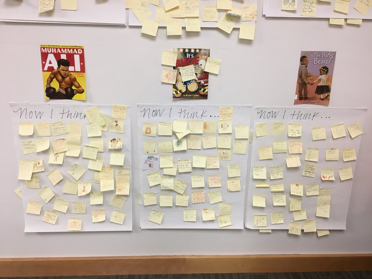 cathcooklibrary's tweet photo. 4th graders reread their #ccscski books (and responded to “Now I think...”) and started voting! https://t.co/3cM3zOfiKK