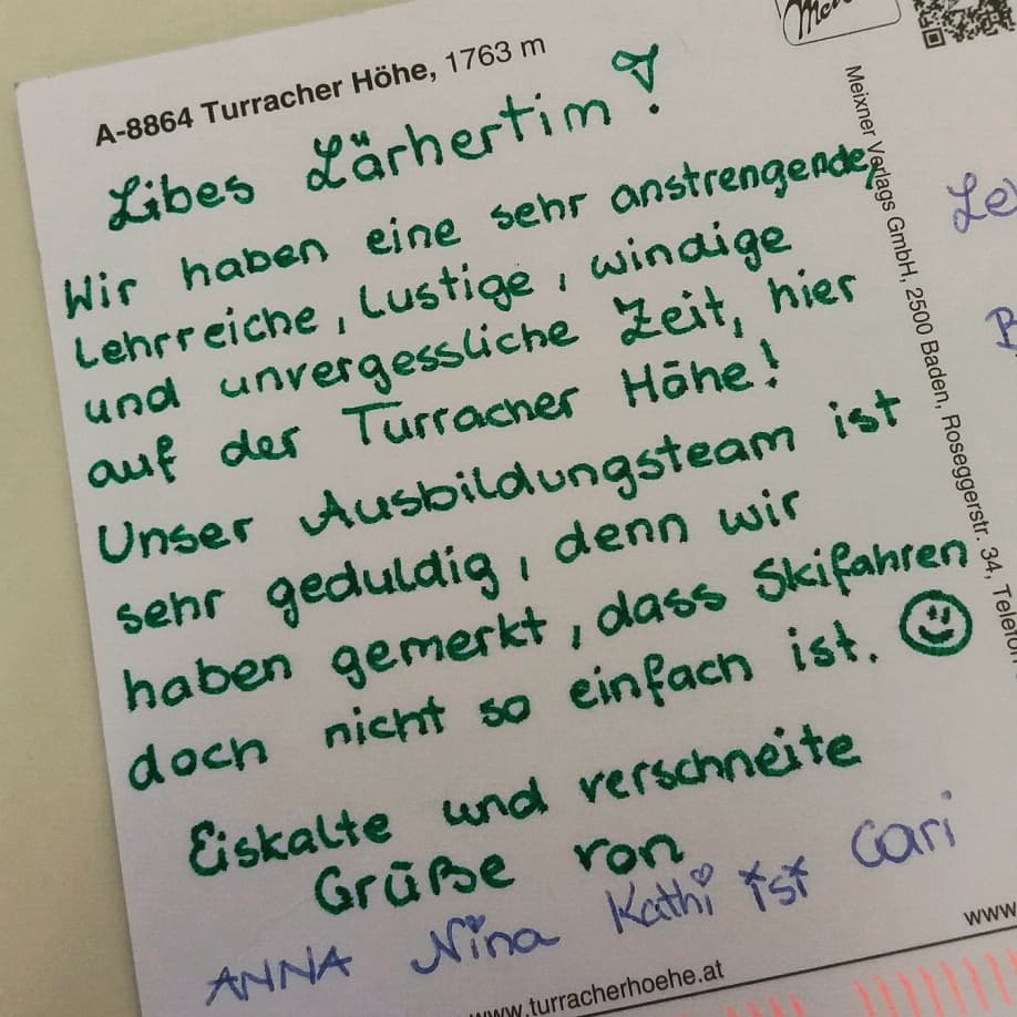 SacreCoeurP's tweet photo. Unsere Schülerinnen, die derzeit die Skilehrerinnen und -anwärterinnen-Ausbildung auf der Turracher Höhe machen, haben uns Post geschickt!
#BAfEP #sacrecoeur #pressbaum #sacredheartschool #winterpost #meineBAfEP https://t.co/zH120CDVGJ