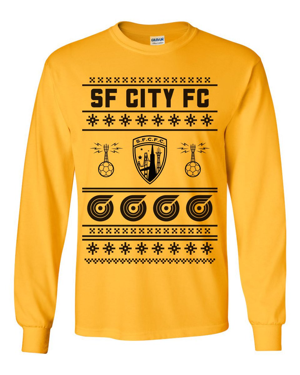 SFCityFC's tweet photo. Scarves, hoodies, sweaters, shirts and more! 
Stop by the shop or place your order online before 5:00 p.m. today. Big discounts on all in shop purchases! 
SF City members, stop by the shop today to pick up your SF City x Standard Deviant Brewing holiday sweater! https://t.co/Udcx9RkU0r