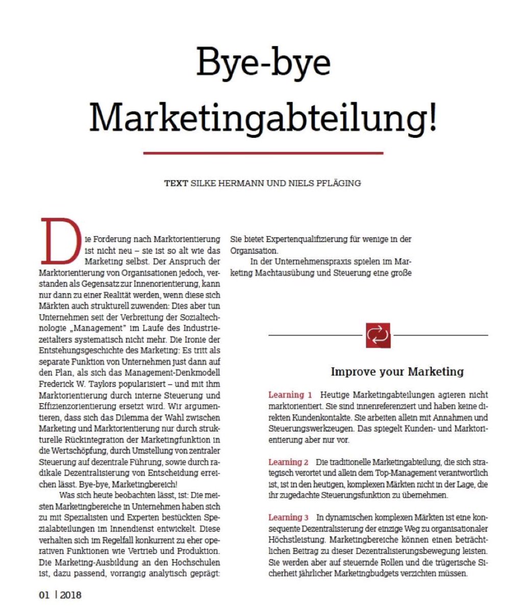 Wirklich gelungener Artikel von #pflaeging und #hermann - bye #Marketing
