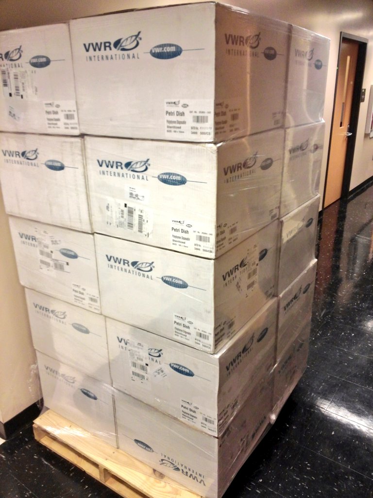 When the deliver guy arrives with a pallet and you realize its the 20 cases of Petri dishes you ordered... #microbiology