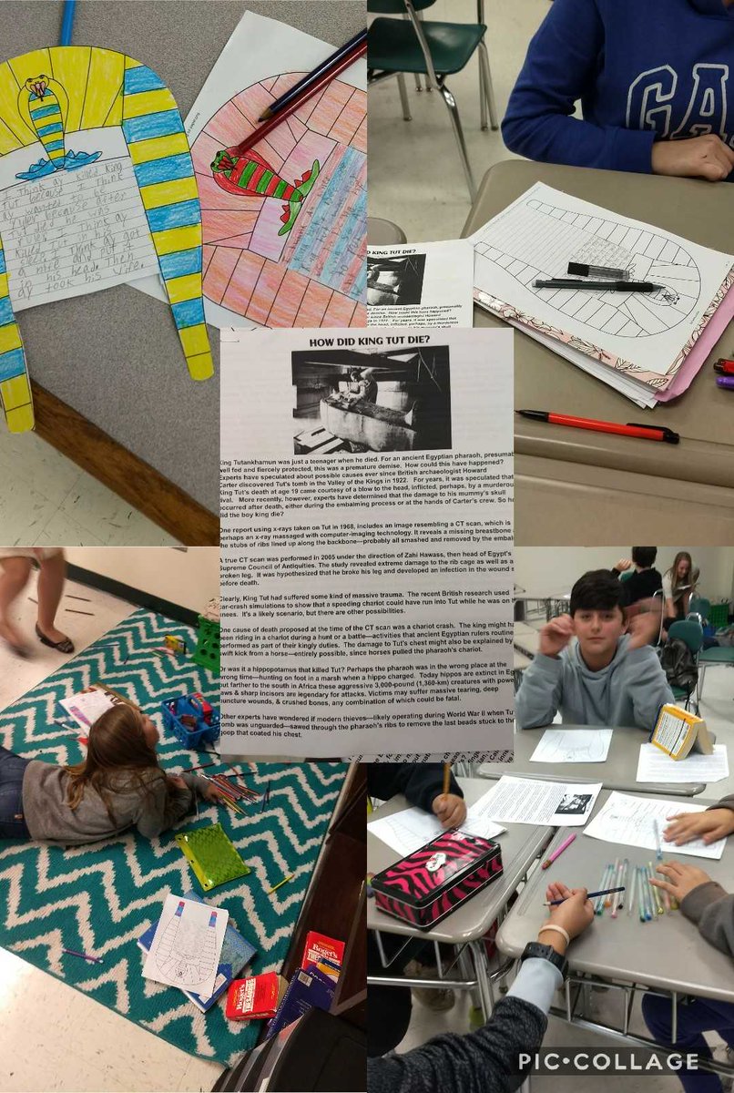 cas6008's tweet photo. Students use text evidence to support arguments about how King Tut died #CharlesPMurray https://t.co/m7ki6KSekH