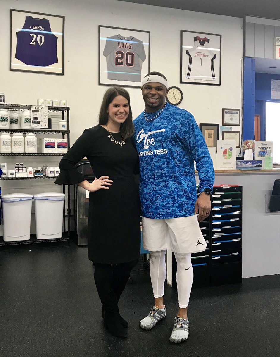 CPowersTV's tweet photo. A little bit of #Detroit love in #Connecticut! ⚾️

Got to hang out with former #DetroitTiger @rajai11davis this morning. Great athlete, hard worker and even nicer guy. 

Check out his old @tigers jersey on the wall at Yuhas Performance Training! https://t.co/SePNXYrXIm