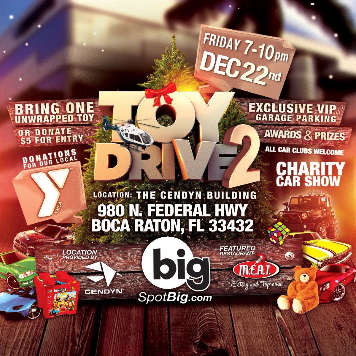 980_Spaces's tweet photo. #SpotBig @Cendyn @MEATEateryBoca Annual Charity #CarShow @ #980Building benefiting @YMCAofSPBC🎁Burger/Hotdog/Chkn Fingers, Chips &amp; Drinks outside🍔🍟🍻🍷w full menu inside. Jam out in the VIP Garage w @ChrisCruzLive!😎✌🏼 https://t.co/O36X45ILVw