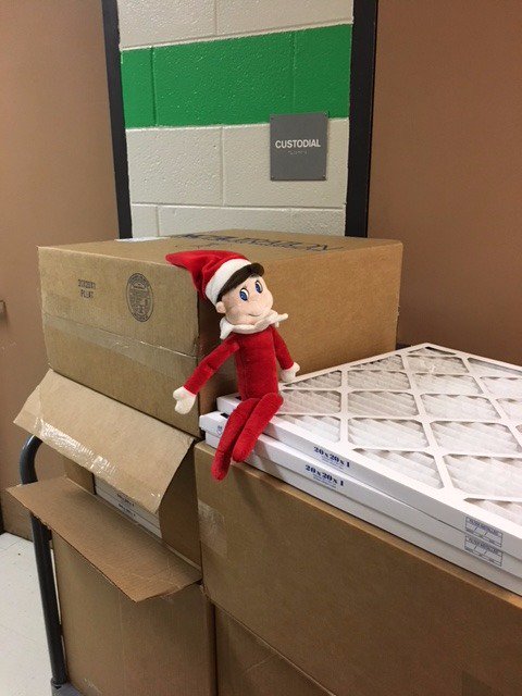scienceharrell's tweet photo. Elf is helping to put new filters in at CPM 
#cpmelf https://t.co/v5tecC3x2F
