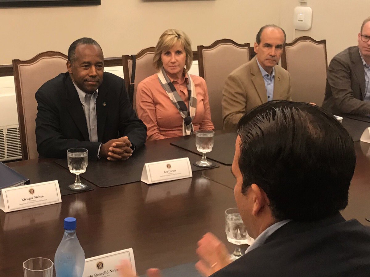 PamPatenaudeHUD's tweet photo. Discussing Maria recovery with @ricardorossello. The rebuilding effort requires us all to work together https://t.co/d9n42SwV2u