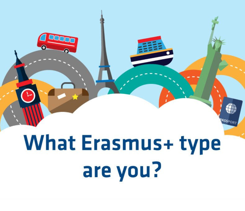 EUErasmusPlus's tweet photo. What #ErasmusPlus type are you? Take the #quiz!  https://t.co/Cr3cUyvHxc https://t.co/L9xjxJs7YT
