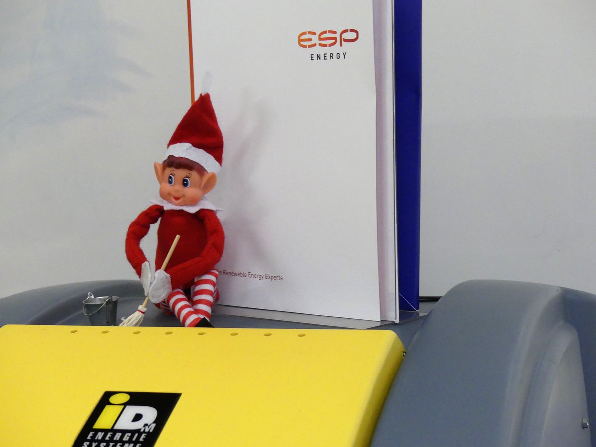 Making sure that our heating technologies are all spick &amp; span in the ESP Showroom, Eco has been a hard-working Elf today! 
Including the #IDm Heat Pump in our vast range, visitors are always welcome to come and have a browse. Contact enquiries@espenergy.co.uk to arrange a visit.