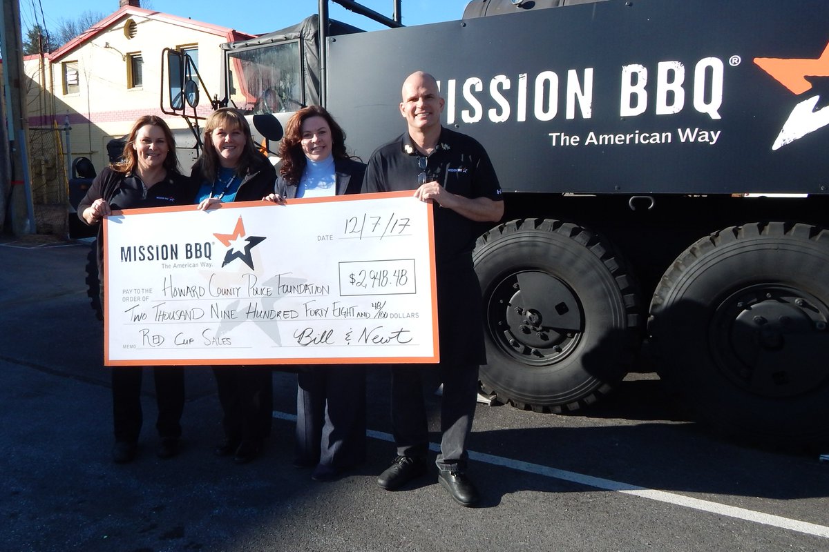 HoCoPoliceFoundation (@hcpfoundation) on Twitter photo Thank you <a href="/MissionBBQ/">MISSION BBQ</a> for your donation and continued support! #giveback #policefoundation Thank you <a href="/MissionBBQ/">MISSION BBQ</a> for your donation and continued support! #giveback #policefoundation