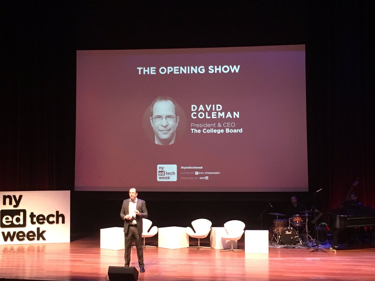 DietzThoughts's tweet photo. 100-years ago the college board SAT tests was a disruptor to bring #college access to more and improve #equality. @nyedtechweek David Coleman outlines test reform to bring back that mission.
@SAPNextGen #NYEDTechWeek https://t.co/VSMvFPa9dC