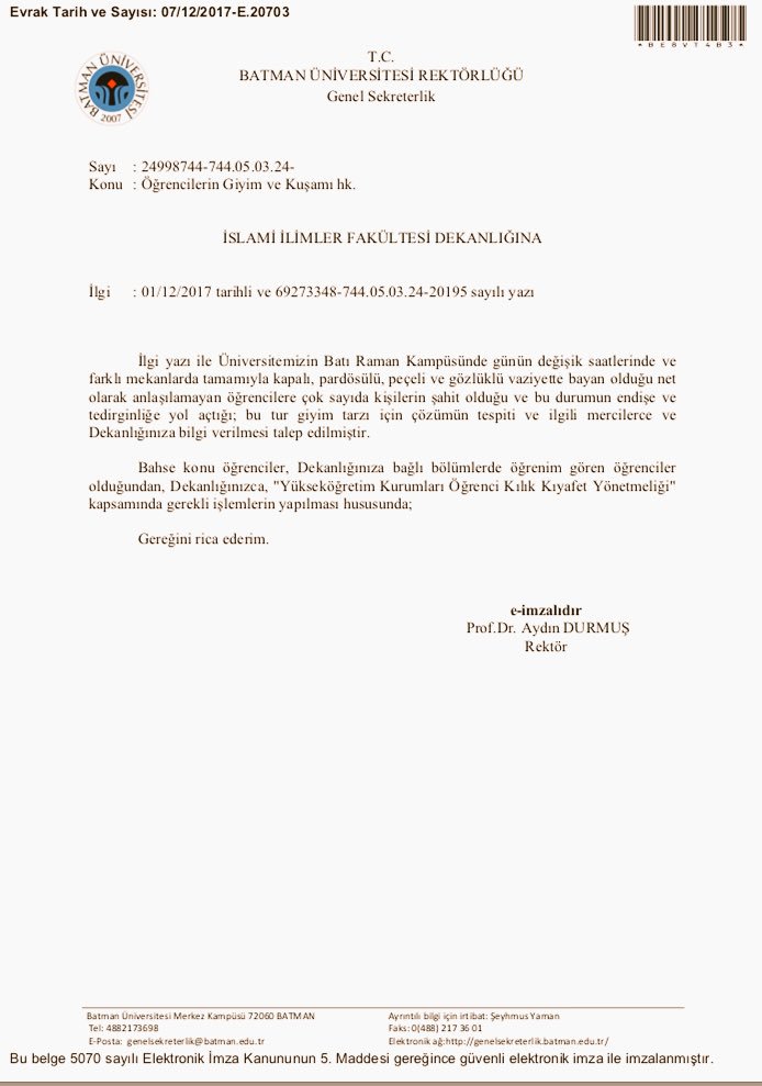 Batman Üniversitesinde geçmişten bu güne yaşanan olaylar,Rektörün 28 Şubat'ı yeniden hortlatan yeni tasarrufu ile tahammül edilemez noktaya gelmiştir.

Bu hoyratlıklara,eski Türkiye kalıntısı hastalıklara sessiz kalmayacağız ve müsaade etmeyeceğiz.

#BatmanRektörüİstifa