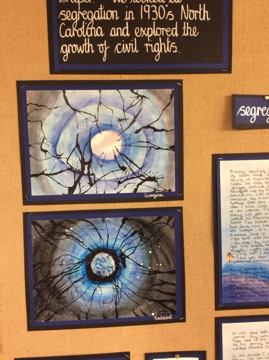 Year 6 produced some amazing writing based upon our core text, 'Stella by Starlight' <a href="/sharonmdraper/">Sharon M. Draper</a> as well as some atmospheric art based upon the work of <a href="/SamCannonArt/">Sam Cannon Art</a> The children have been gripped by the idea of segregation, equality and the fight for civil rights.