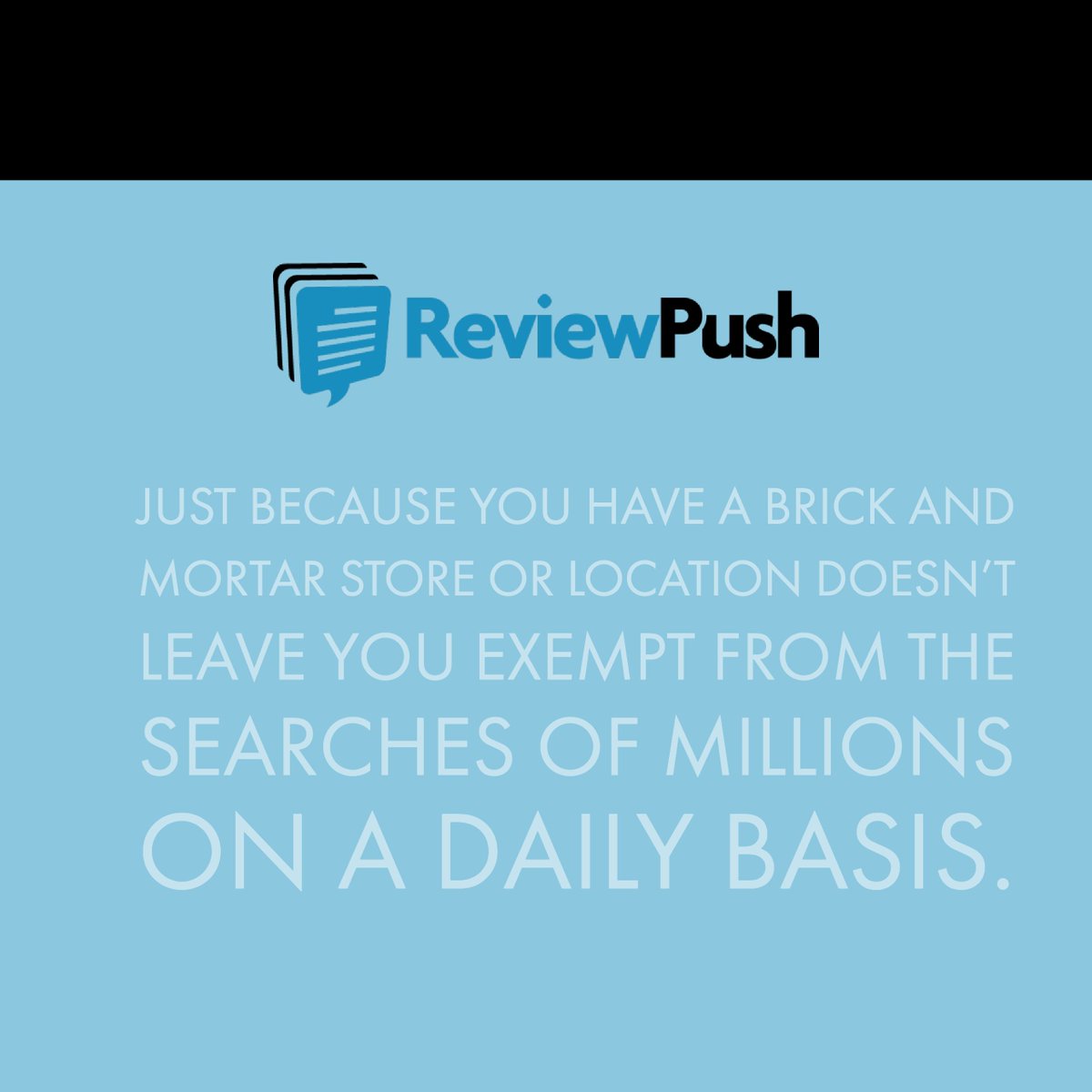 ReviewPush's tweet photo. Brick and Mortar versus solely online: it makes no difference to consumers. Learn how to effectively manage your #OnlineReputation with our help today: https://t.co/wLhRqg4MY8 #ORM #SEO #ReputationManagement #ReviewPush #BestPractices https://t.co/BzoIq0XZxe