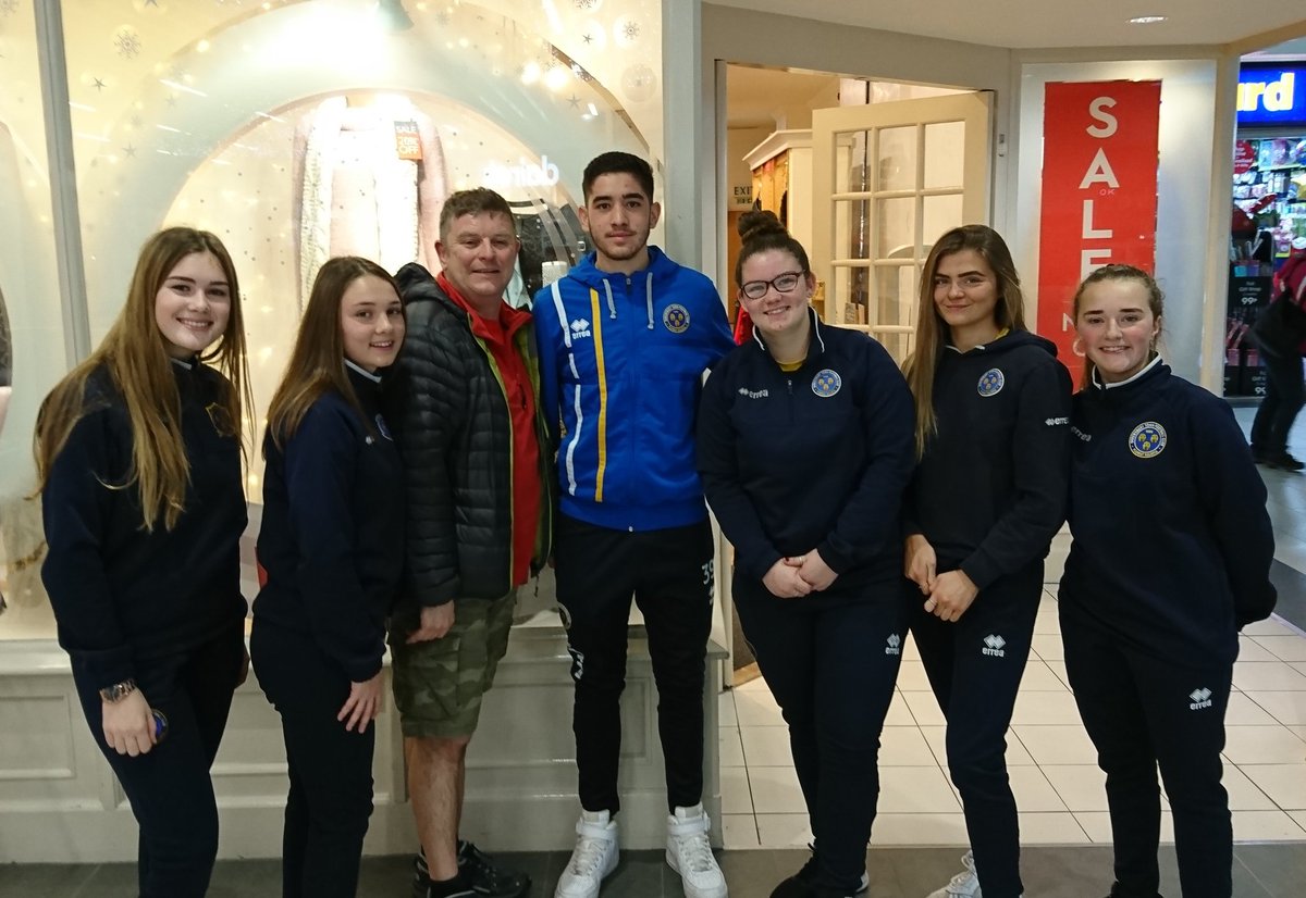 shrewswomen's tweet photo. Big Fan Cam, having a snap with Millie Young, Sasha Woodhouse, Christos Shelis, Erin Taylor, Chloe Howells and Jess Williams. #salop @shrewsweb https://t.co/8TaGJ8x2NU