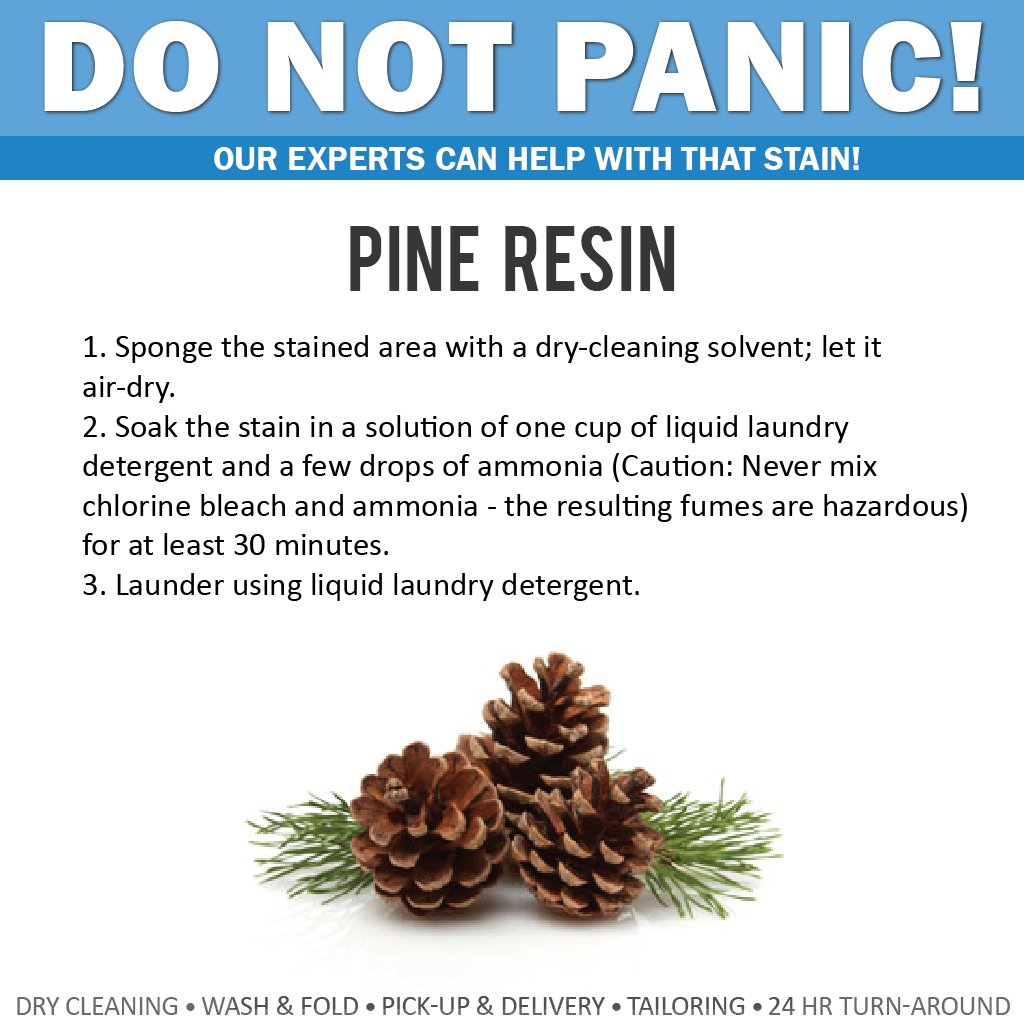 WashClubNYC's tweet photo. #stain #experts tip to remove #pineresin from your #clothing. Or use our convenient #pickup and #delivery for #laundry and #drycleaning. https://t.co/SDlSFhb3Lq
