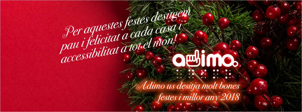 Adimo_org's tweet photo. Pau i felicitat a cada casa i a tot el món. I que l’any nou ens doni pas a l’accessibilitat en el territori; en l’edificació; en els mitjans de transport; als productes i serveis; a la comunicació; a les activitats culturals, esportives i de lleure. A un món sense barreres! https://t.co/fJANjw4F1x