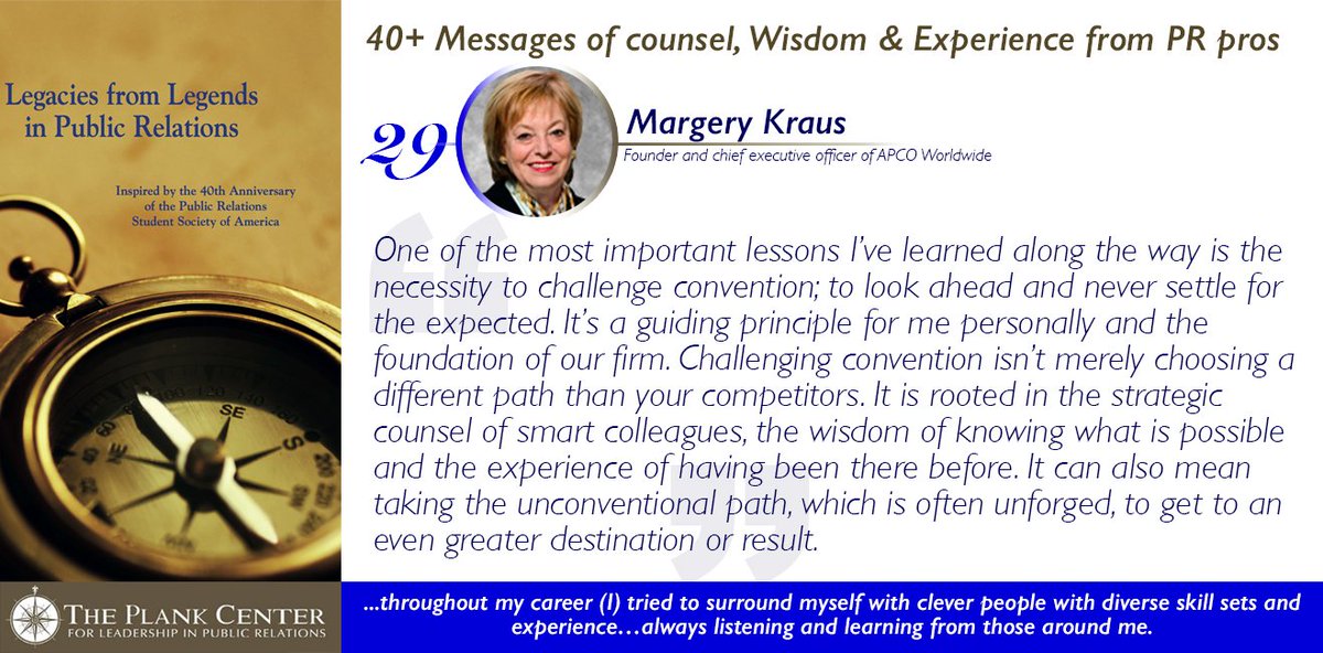 kamaldb's tweet photo. #PRLegends-29 Margery Kraus
"Challenging convention isn’t merely choosing a different path...It is rooted in the strategic counsel of smart colleagues..."@MargeryKraus @APCOWorldwide https://t.co/I1ykbIqKi5

 #PublicRelations @PRSA @PlankCenterPR https://t.co/ORekyuunos