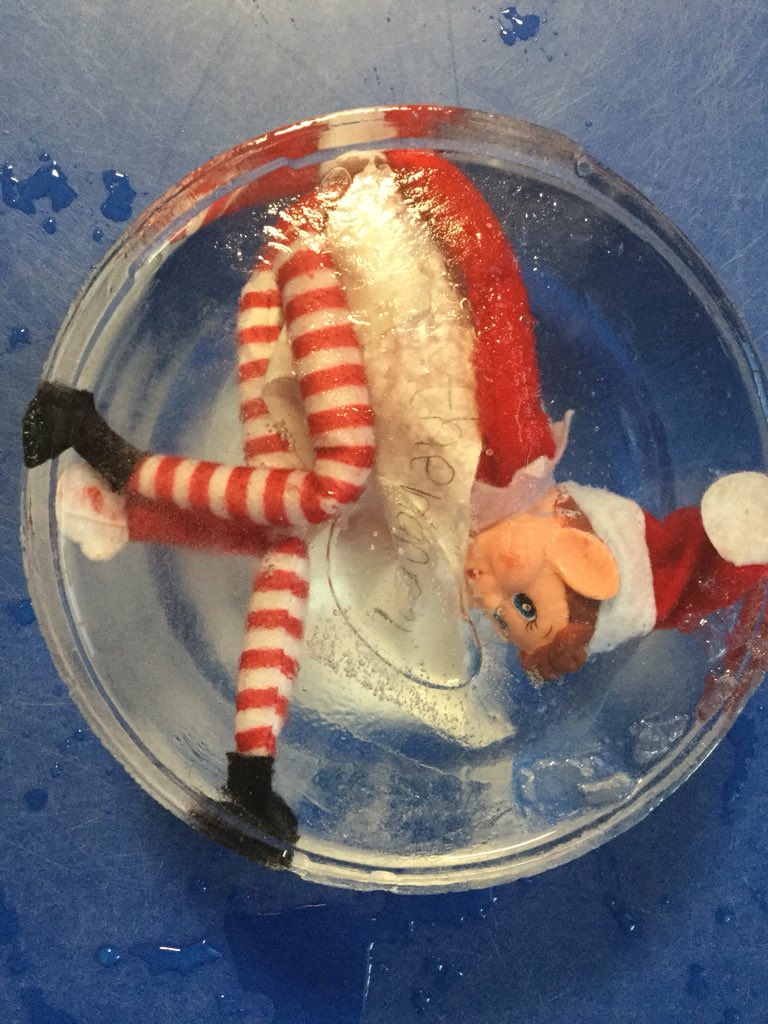 R_CheddarGrove's tweet photo. Elf’s night trip to the North Pole provided much excitement and scientific enquiry, as RF worked out how to rescue him from the ice block. https://t.co/I6fmKRawtG