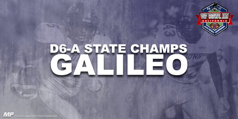 CIFState's tweet photo. ICYMI: Galileo (11-2) def. Vincent Memorial (12-3) FINAL: 38-20

Congratulations to Galileo 🏆 @CIFState D6-A Champions! #CIFfb https://t.co/M6oYSh7Mn8
