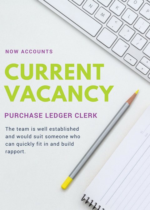 NowAccounts's tweet photo. Could this Purchase Ledger Clerk vacancy be the one for you? Apply now:https://t.co/ojj7wg0ter #NowAccounts #Jobs https://t.co/mJNsK5QXM3