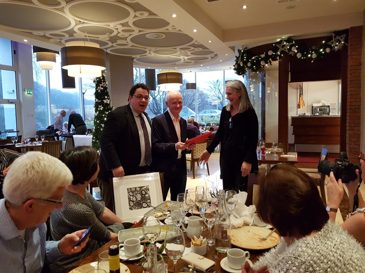 AnatNeuroUCC's tweet photo. The great Dr Don O Leary retiring today after 40 years in the Department, here being presented with some mementos of his time in @ucc by @jfcryan and Berenice #donbutnotforgotten https://t.co/nQHOenGwVR