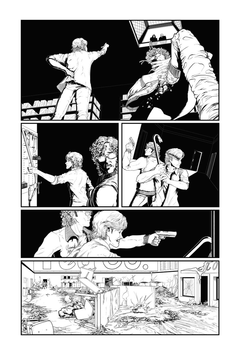 JoeCrowArt's tweet photo. New page done. That last panel took me longer than expected and I had to readjust my schedule deadline, but it was worth it 🤘🏽🖤🤘🏽#Comics #makingcomics #inks #creatorowned #surroundedbydeath #SbD2 https://t.co/onTtHcXtPv