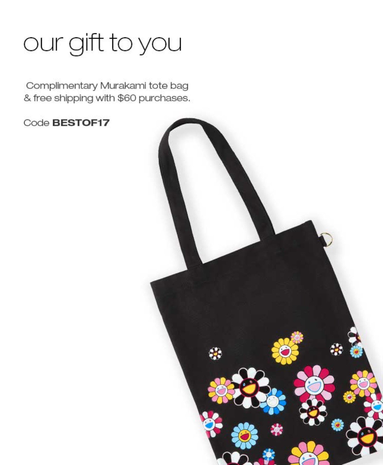 Shu Uemura AOH USA on X: Today only, receive our complimentary Murakami  tote bag + free shipping with any $60 purchase! Enter code BESTOF17 at  checkout. #shuartofhair Shop Now:  Locate a