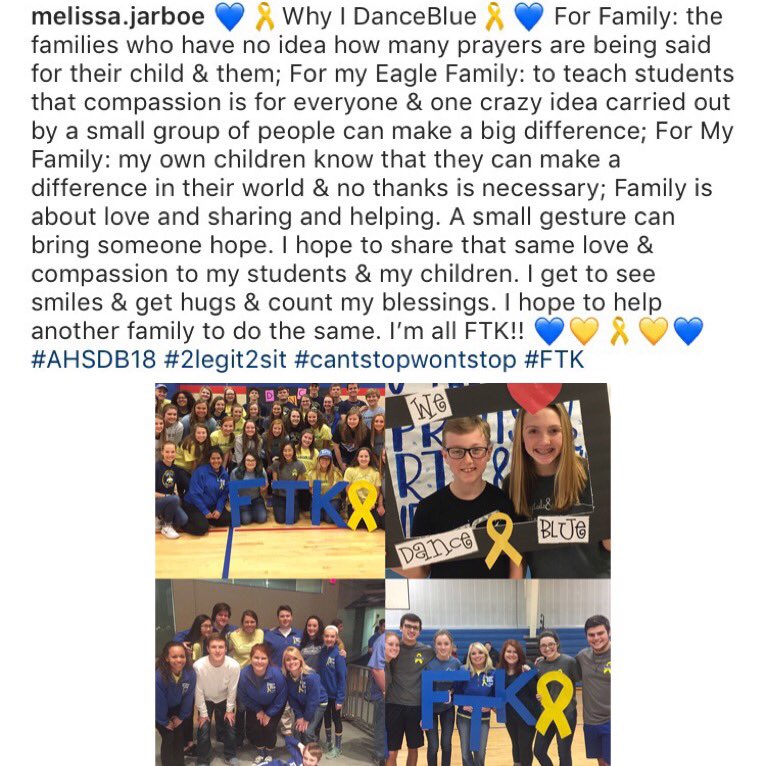 AHSDanceBlue's tweet photo. AHS DanceBlue would not be what it is today without Mrs. Jarboe! She’s the glue that holds everything together & is always #FTK!💙 #WhyIDanceBlue #AHSDB18 https://t.co/XQgZ0878QQ