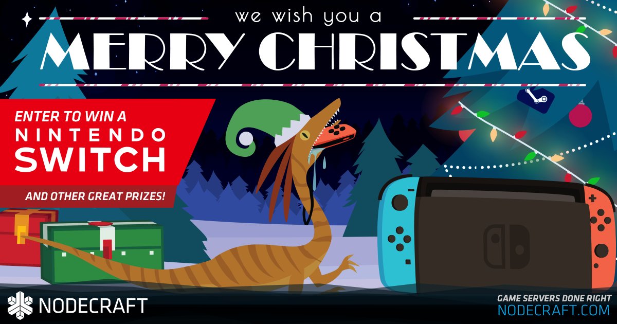 nodecraft's tweet photo. 🎅 There are only a few days left to enter our Holiday Giveaway! Don't miss out on your  chance to win some great prizes, including a Nintendo Switch, Steam gift cards, and more! https://t.co/3woCY152uM https://t.co/FVgFxW6MW6